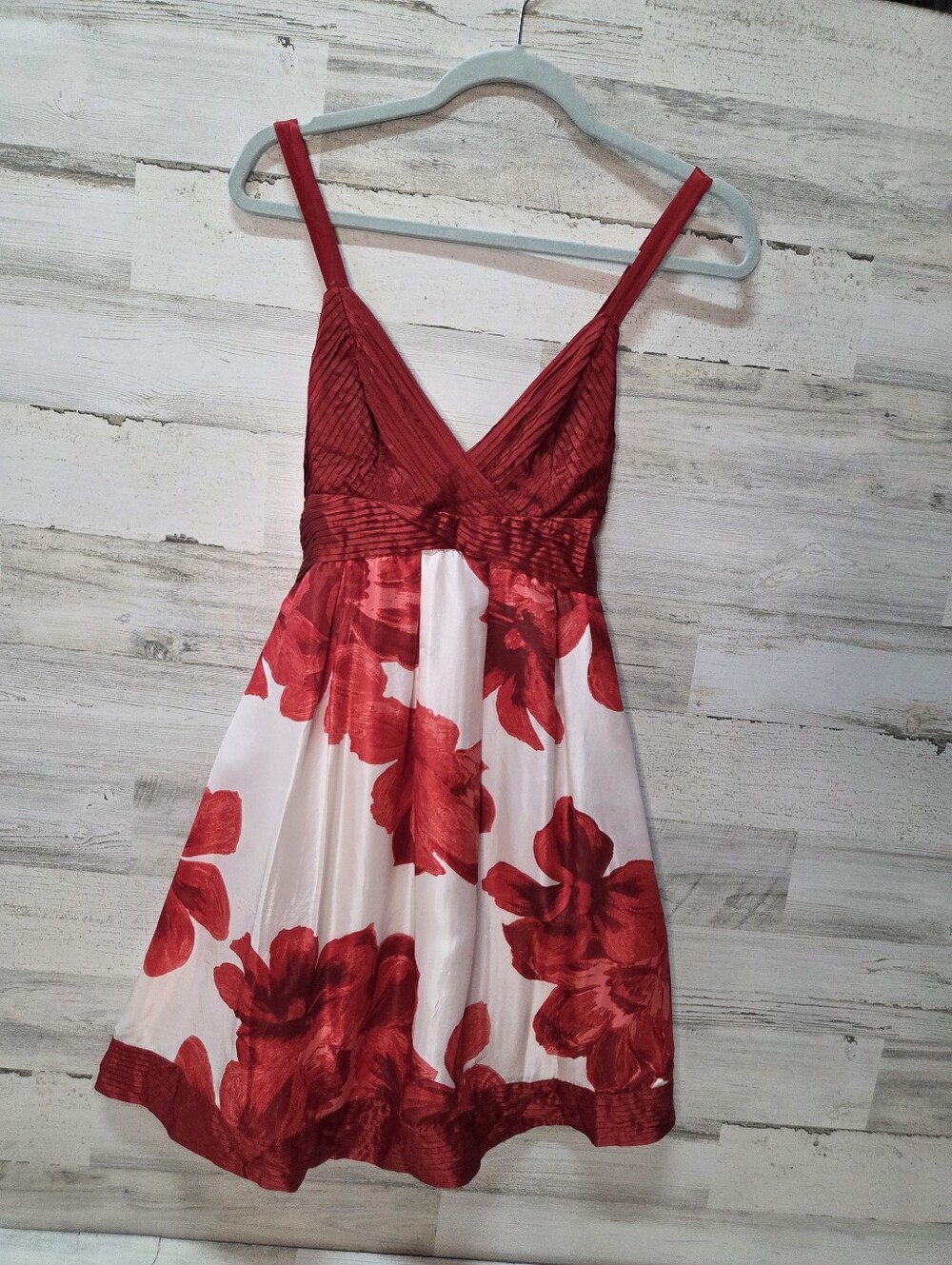 Y2k Guess Jeans Silk Red and White Floral Sundress Size 9